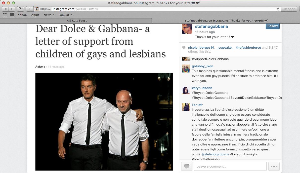 Dear Dolce & Gabbana- a letter of support from children of gays and les...